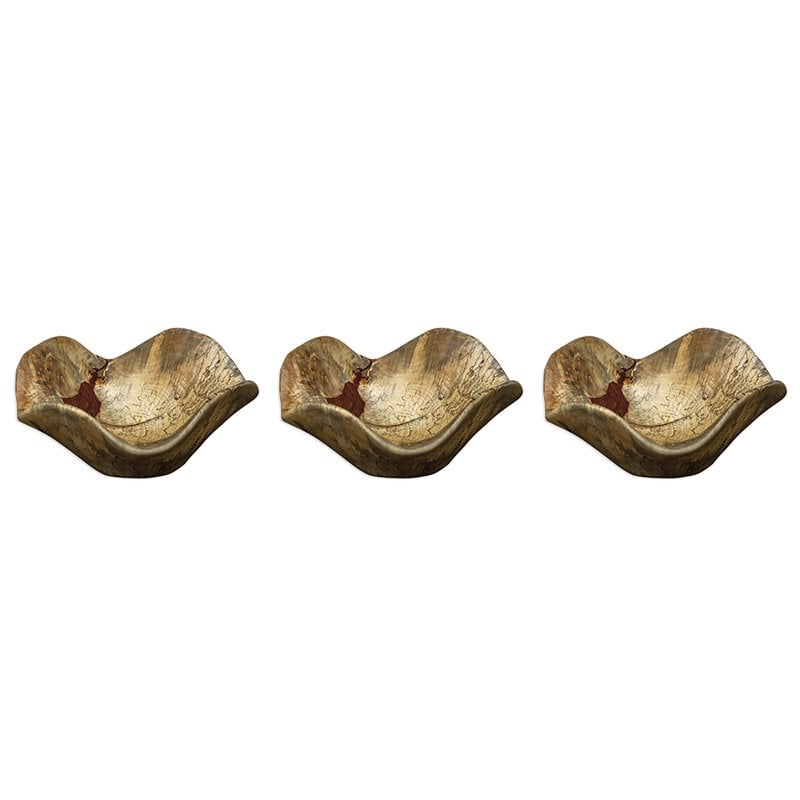 Uttermost Tamarine 3-Piece Coastal Wood Wall Sculpture Set in Natural and Gray