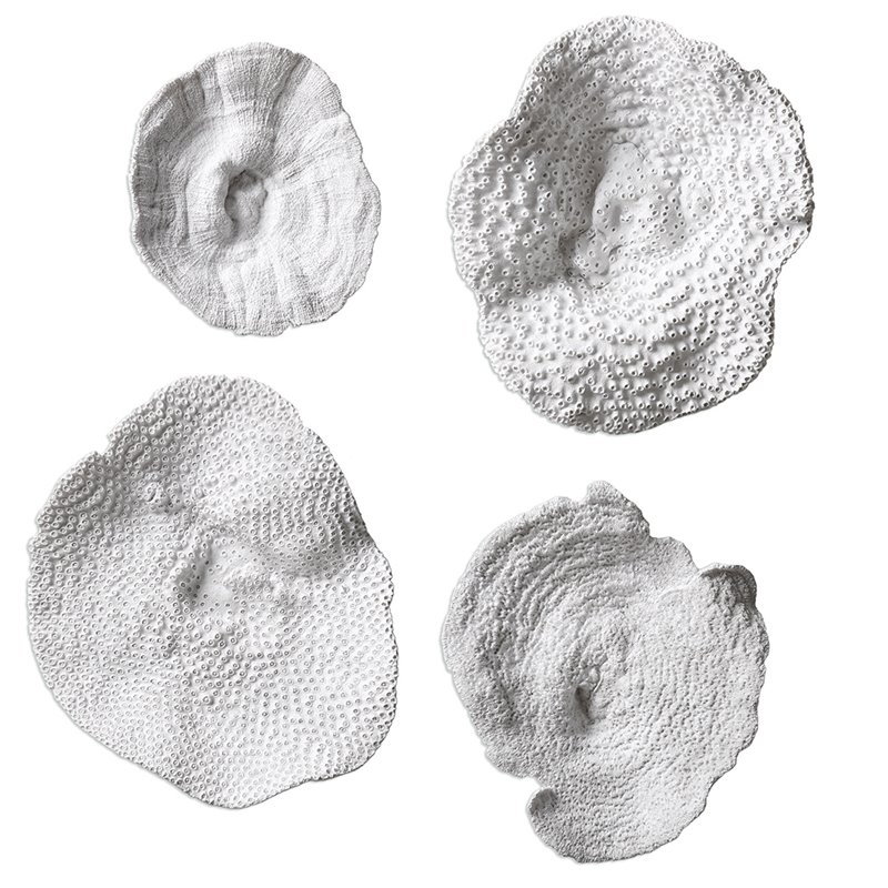 Uttermost Sea Coral 4-Piece Polyresin Wall Sculpture Set in Antique White