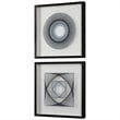 Uttermost String Duet Wood and Glass Geometric Art - Black/Blue/White (Set of 2)