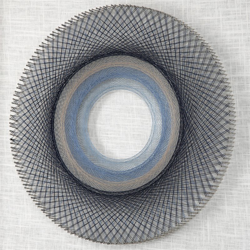 Uttermost String Duet Wood and Glass Geometric Art - Black/Blue/White (Set of 2)