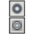 Uttermost String Duet Wood and Glass Geometric Art - Black/Blue/White (Set of 2)