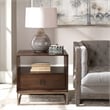 Uttermost Bexley 1-Drawer Contemporary Wood and Metal End Table in Walnut