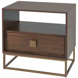 Uttermost Bexley 1-Drawer Contemporary Wood and Metal End Table in Walnut