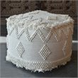 Uttermost Uriah Farmhouse Wool and Cotton Pouf in Ivory Finish
