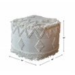 Uttermost Uriah Farmhouse Wool and Cotton Pouf in Ivory Finish