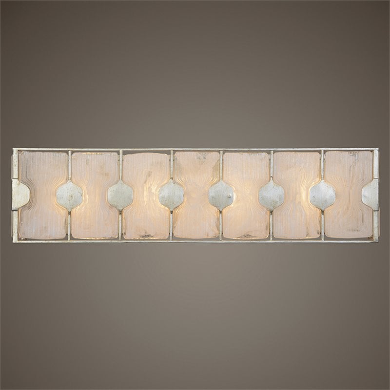 Uttermost Rene 4-Light Iron and Glass Bath Vanity Light in Silver/White