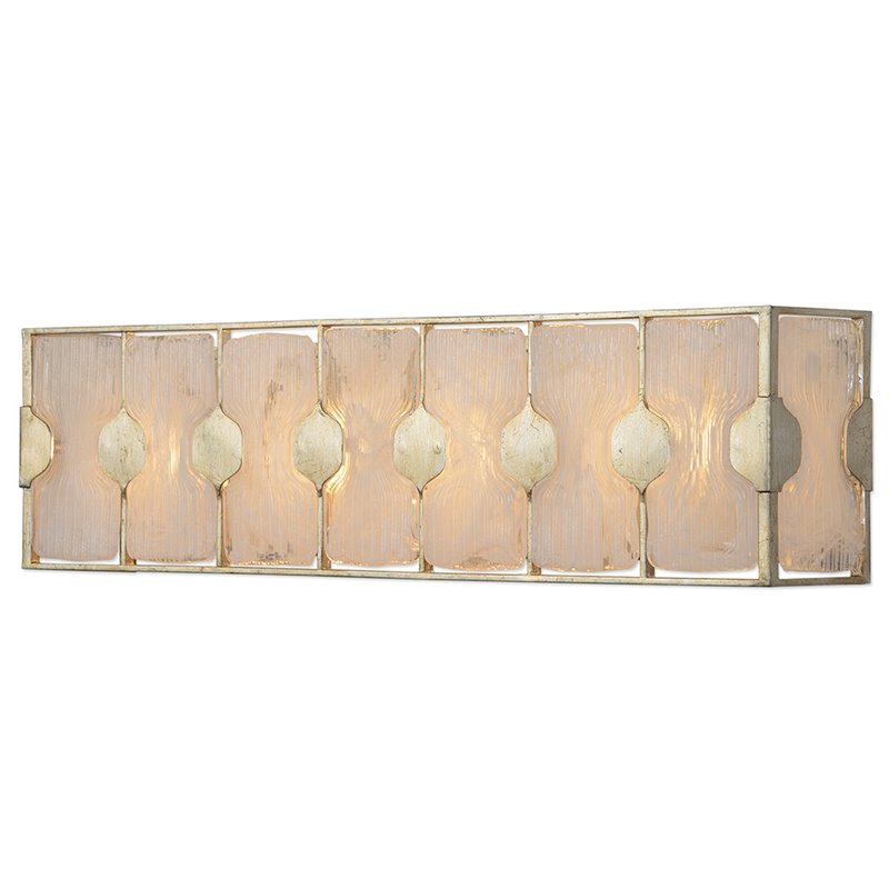 Uttermost Rene 4-Light Iron and Glass Bath Vanity Light in Silver/White