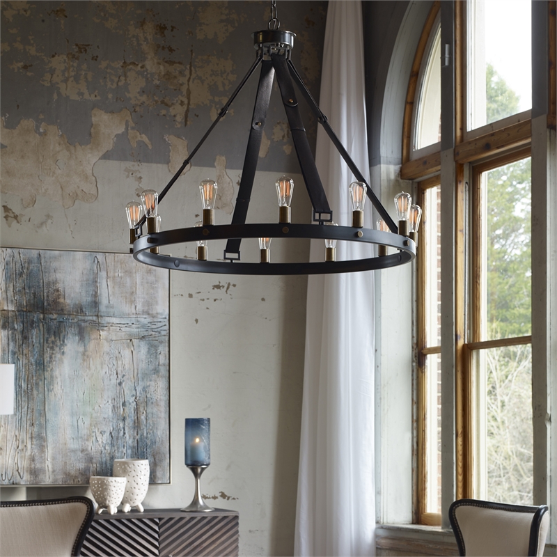 Uttermost Marlow 12 Light Circular Chandelier in Bronze