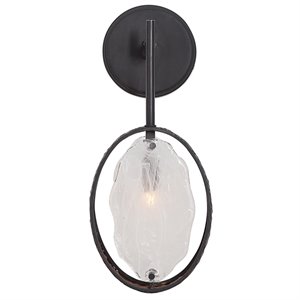 Uttermost Maxin Transitional Iron and Glass Wall Sconce in Dark Bronze