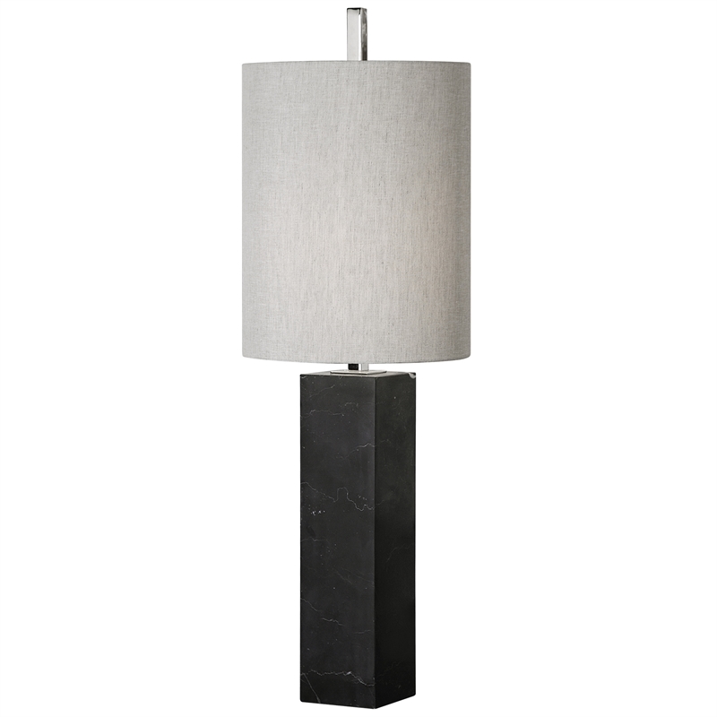 Uttermost Delaney Contemporary Iron and Marble Table Lamp in Black/Brown/Nickel