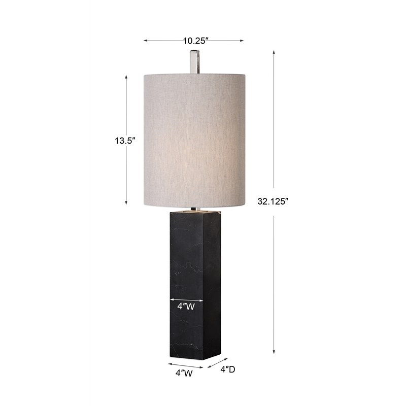 Uttermost Delaney Contemporary Iron and Marble Table Lamp in Black/Brown/Nickel