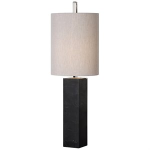 Uttermost Delaney Contemporary Iron and Marble Table Lamp in Black/Brown/Nickel