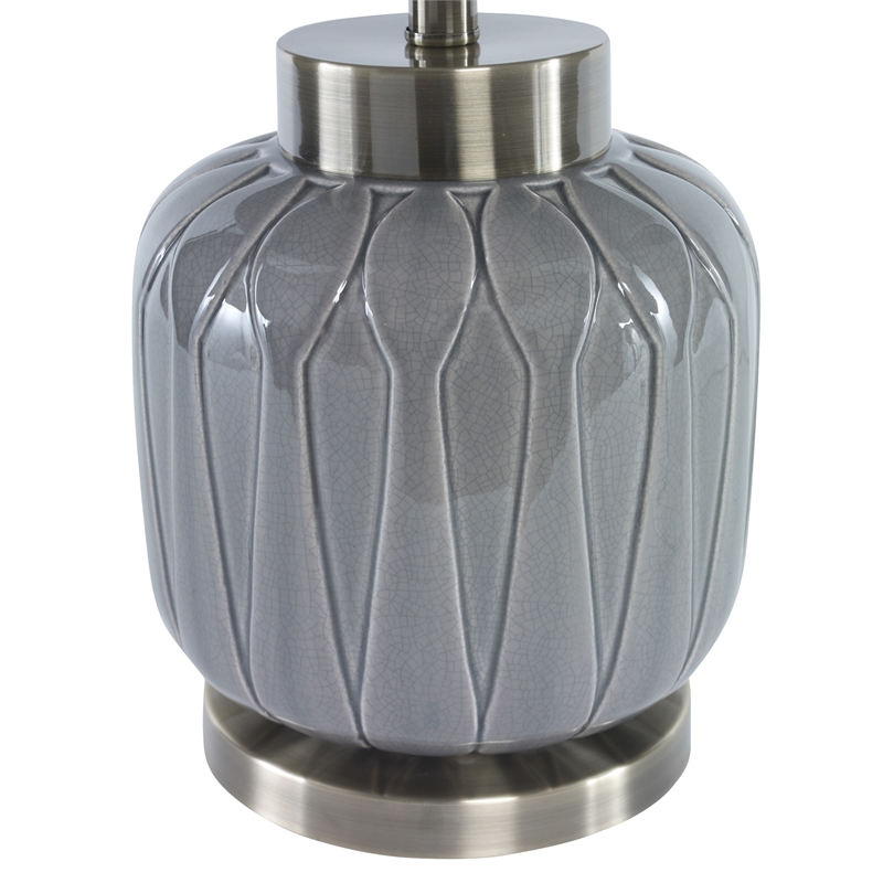 Uttermost Zahlia Ceramic Metal and Fabric Table Lamp in Aged Gray and Khaki