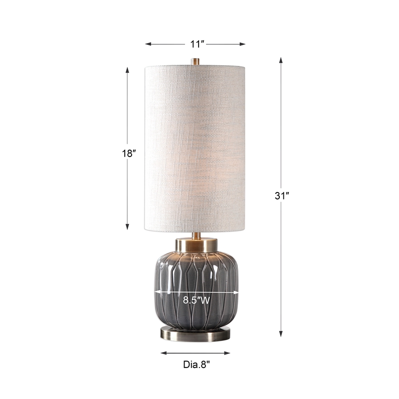 Uttermost Zahlia Ceramic Metal and Fabric Table Lamp in Aged Gray and Khaki