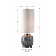 Uttermost Zahlia Ceramic Metal and Fabric Table Lamp in Aged Gray and Khaki