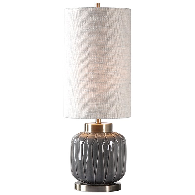 Uttermost Zahlia Ceramic Metal and Fabric Table Lamp in Aged Gray and Khaki