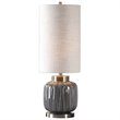 Uttermost Zahlia Ceramic Metal and Fabric Table Lamp in Aged Gray and Khaki