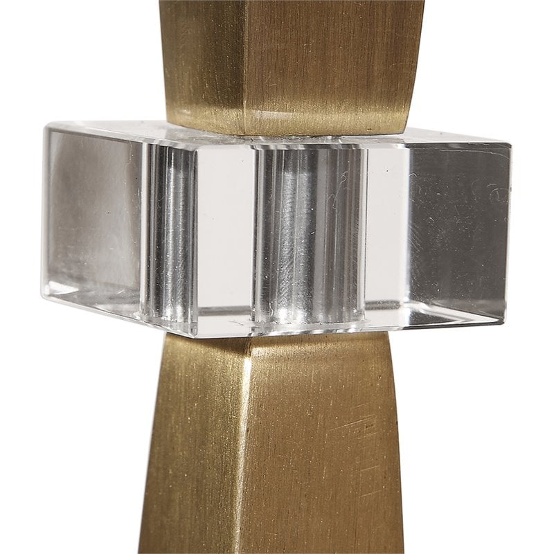 Uttermost Niccolai Steel Crystal Fabric Table Lamp in Antiqued Nickel and White