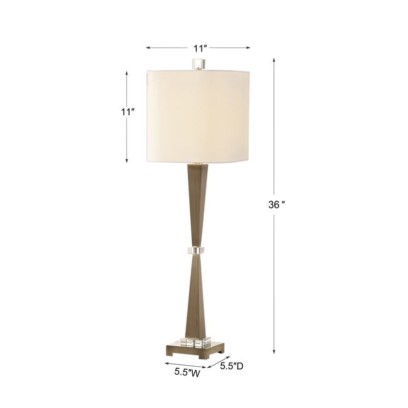 Uttermost Niccolai Steel Crystal Fabric Table Lamp in Antiqued Nickel and White