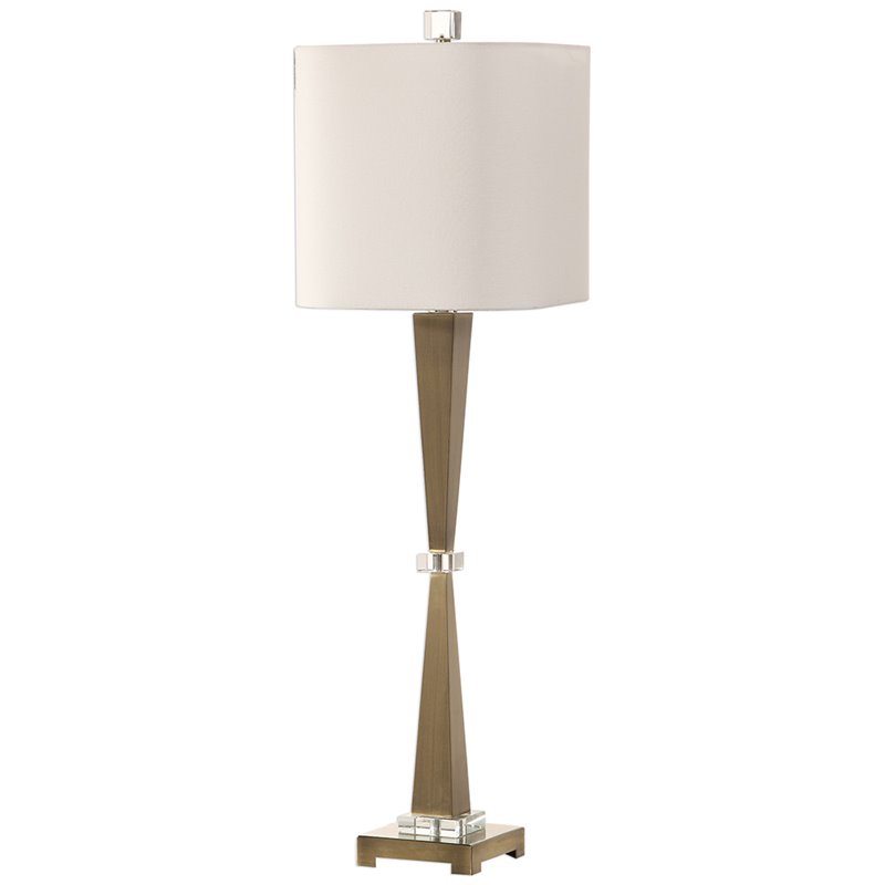 Uttermost Niccolai Steel Crystal Fabric Table Lamp in Antiqued Nickel and White