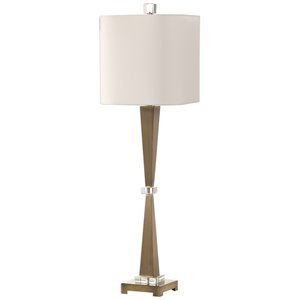 Uttermost Niccolai Steel Crystal Fabric Table Lamp in Antiqued Nickel and White