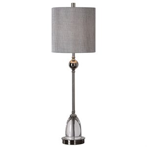 uttermost gallo steel fabric crystal buffet table lamp in polished nickel/gray
