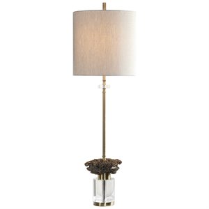 uttermost kiota steel resin fabric wasps nest buffet table lamp in gold/oatmeal