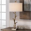 Uttermost Javor Steel Fabric Tree Branch Table Lamp in Antique Gold and Ivory