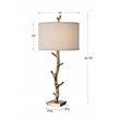 Uttermost Javor Steel Fabric Tree Branch Table Lamp in Antique Gold and Ivory