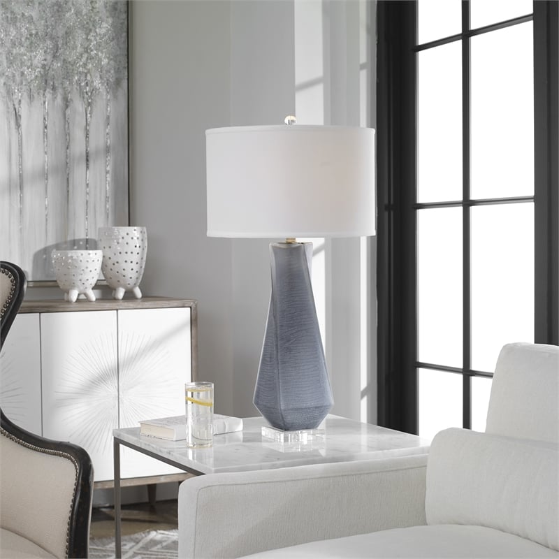 Uttermost Anatoli Glass Metal and Crystal Table Lamp in Brown/Gray/Nickel