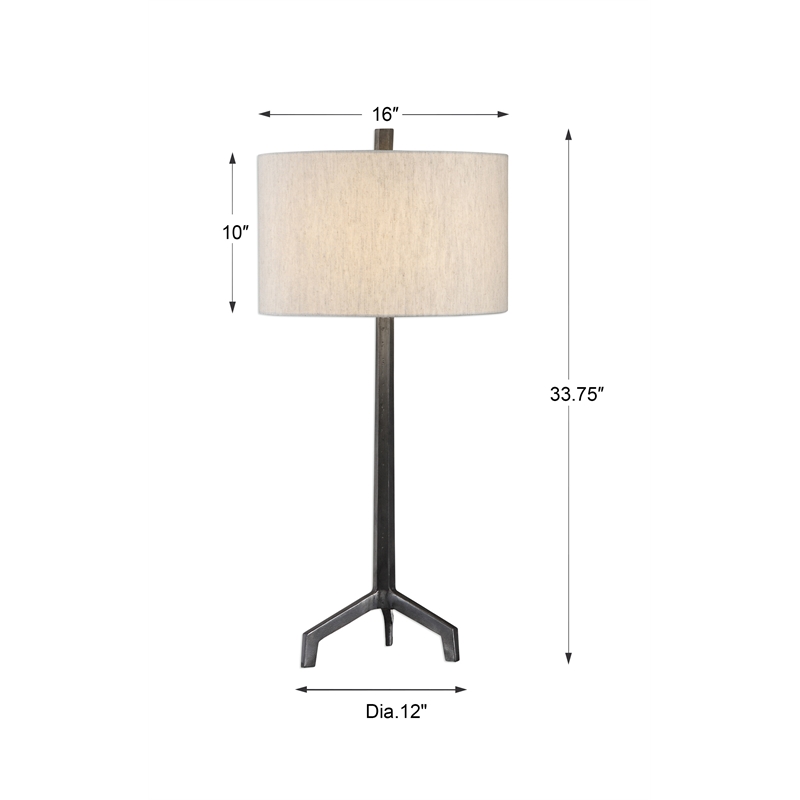 Uttermost Ivor Steel and Fabric Table Lamp in Gray and Light Beige