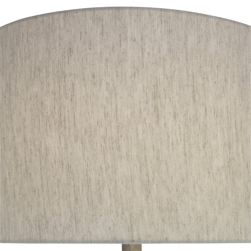 Uttermost Ivor Contemporary Cast Iron Floor Lamp in Silver and Light Beige