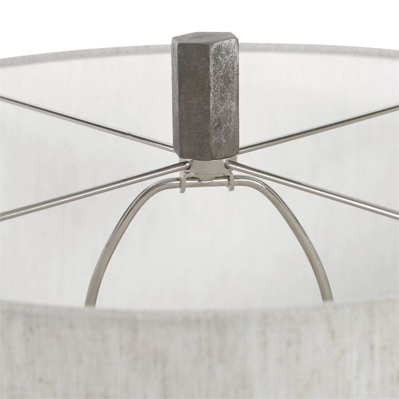 Uttermost Ivor Contemporary Cast Iron Floor Lamp in Silver and Light Beige