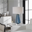 Uttermost Pescara Glass Crystal and Metal Table Lamp in Teal Blue/Ivory