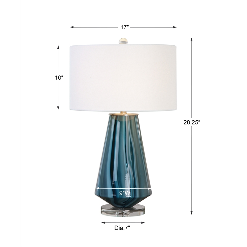 Uttermost Pescara Glass Crystal and Metal Table Lamp in Teal Blue/Ivory