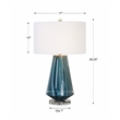 Uttermost Pescara Glass Crystal and Metal Table Lamp in Teal Blue/Ivory