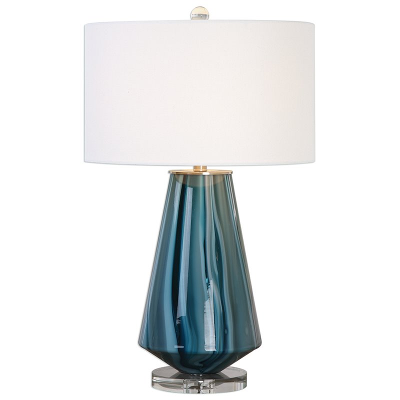Uttermost Pescara Glass Crystal and Metal Table Lamp in Teal Blue/Ivory