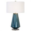 Uttermost Pescara Glass Crystal and Metal Table Lamp in Teal Blue/Ivory
