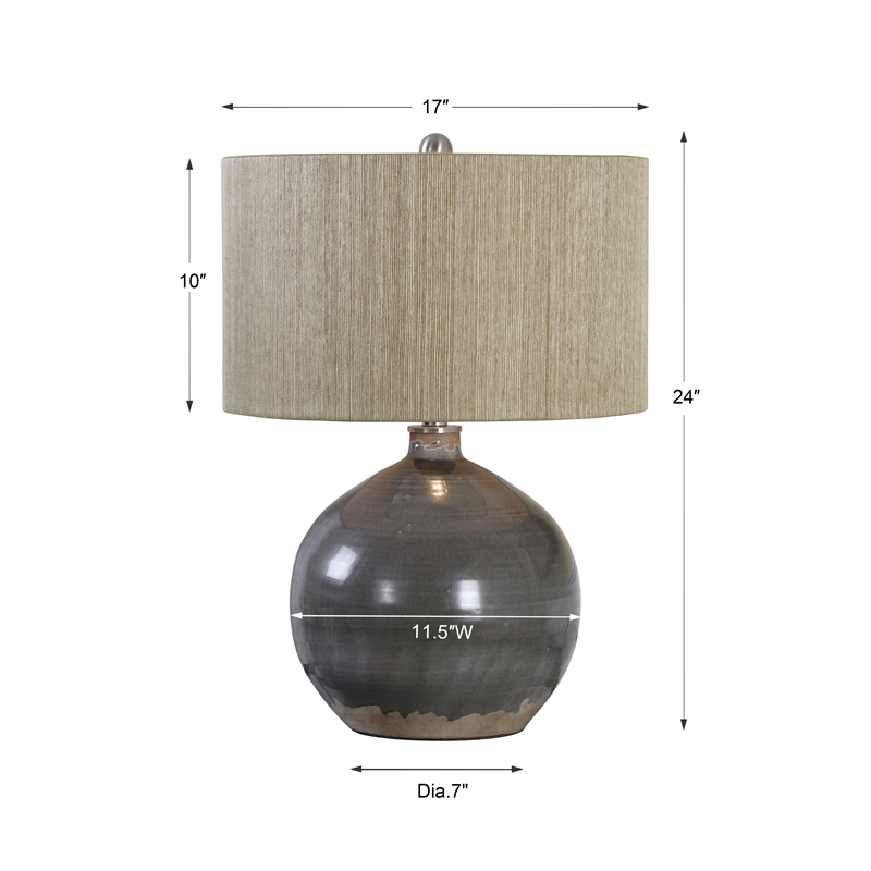 Uttermost Vardenis Steel and Ceramic Table Lamp in Charcoal and Brown