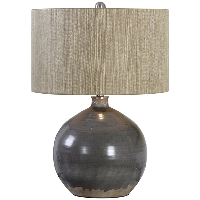 Uttermost Vardenis Steel and Ceramic Table Lamp in Charcoal and Brown