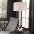 Uttermost Crista Steel Crystal and Fabric Table Lamp in Nickel and White