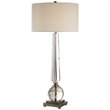 Uttermost Crista Steel Crystal and Fabric Table Lamp in Nickel and White