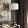 Uttermost Crista Steel Crystal and Fabric Table Lamp in Nickel and White