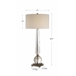 Uttermost Crista Steel Crystal and Fabric Table Lamp in Nickel and White