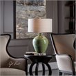 Uttermost Elva Steel Ceramic and Crystal Table Lamp in Emerald Green/Light Beige