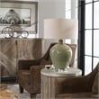 Uttermost Elva Steel Ceramic and Crystal Table Lamp in Emerald Green/Light Beige