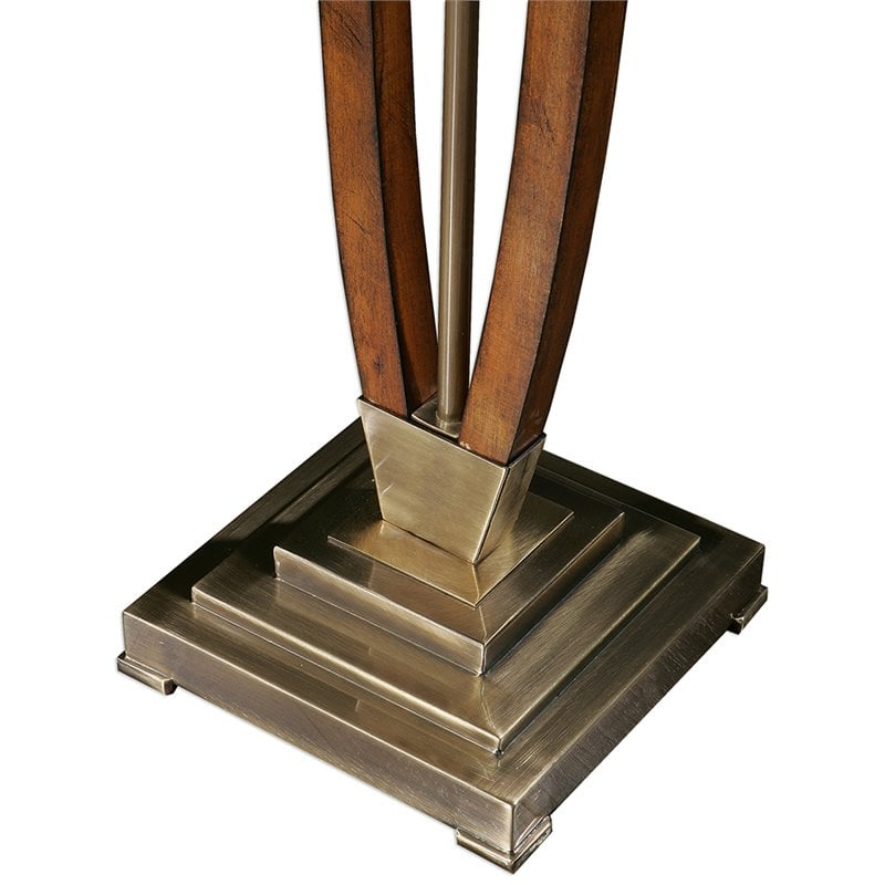 Uttermost Boydton Iron and Linen Floor Lamp in Honey and Light Beige