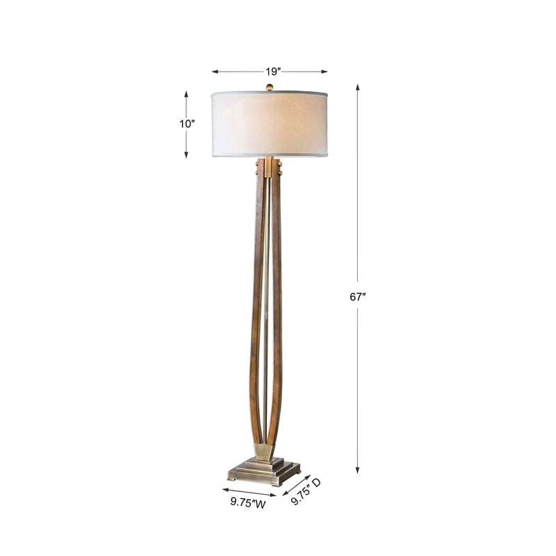 Uttermost Boydton Iron and Linen Floor Lamp in Honey and Light Beige