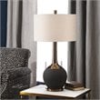 Uttermost Arnav Steel and Ceramic Table Lamp in Textured Black and Light Gray