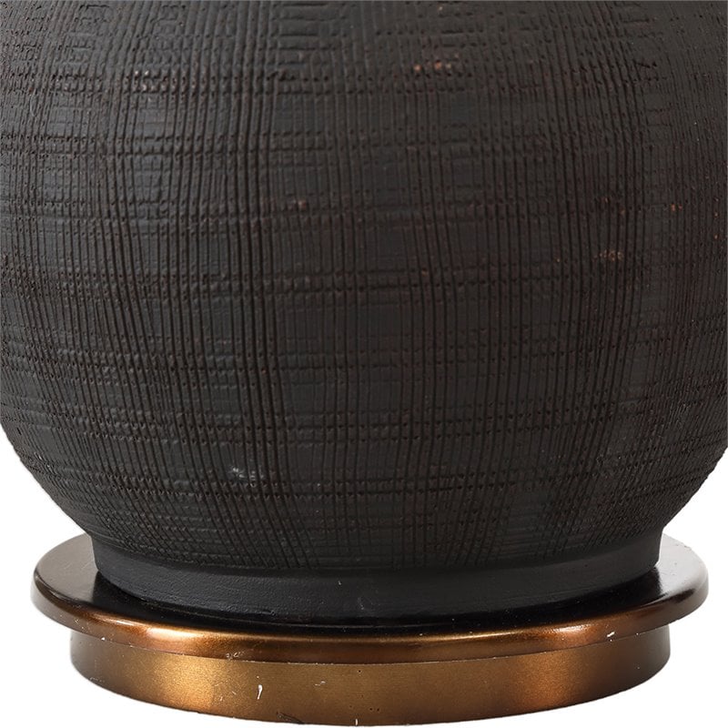 Uttermost Arnav Steel and Ceramic Table Lamp in Textured Black and Light Gray